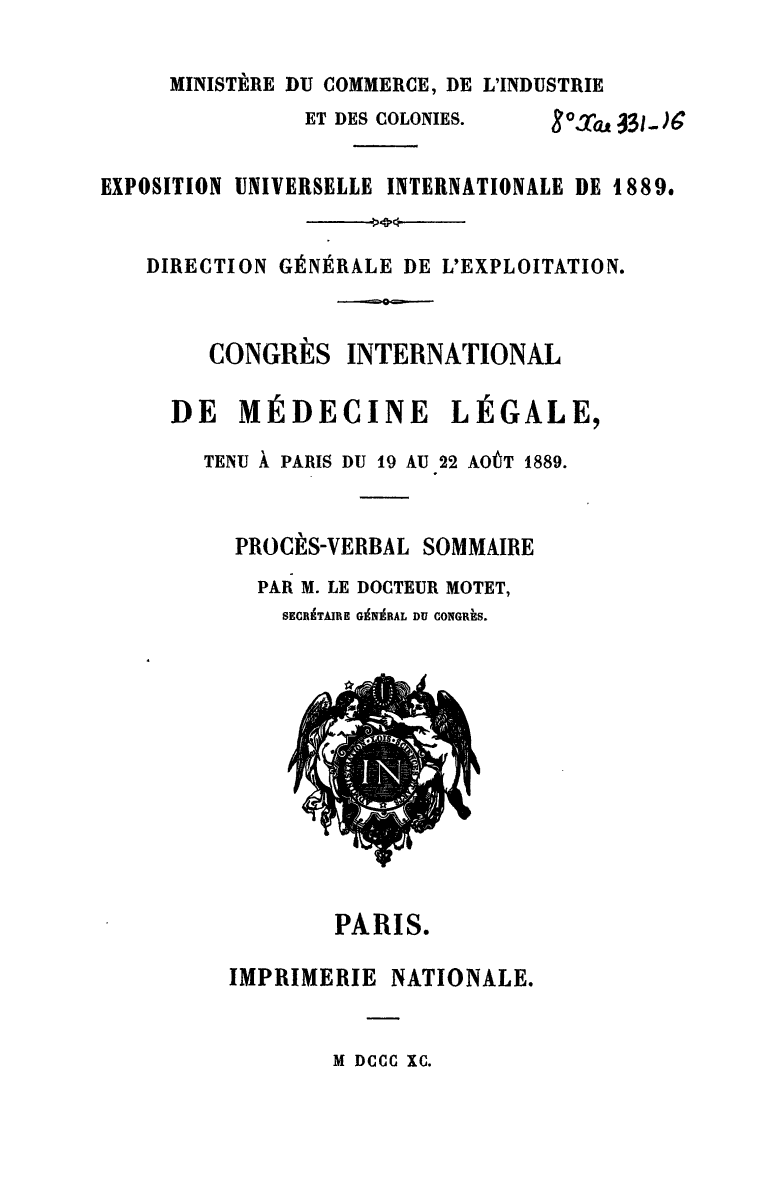 Page de titre du 8XAE331.16