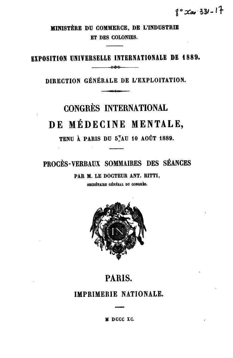 Page de titre du 8XAE331.17