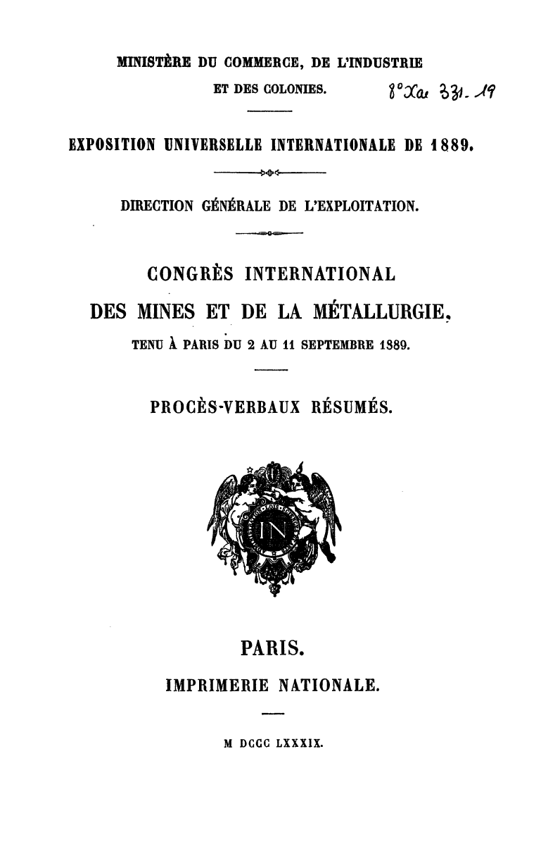 Page de titre du 8XAE331.19