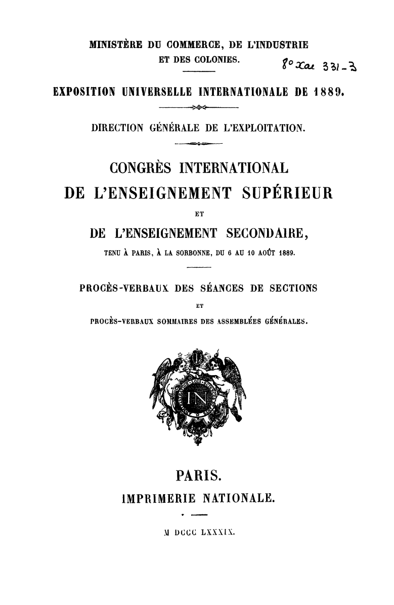 Page de titre du 8XAE331.3