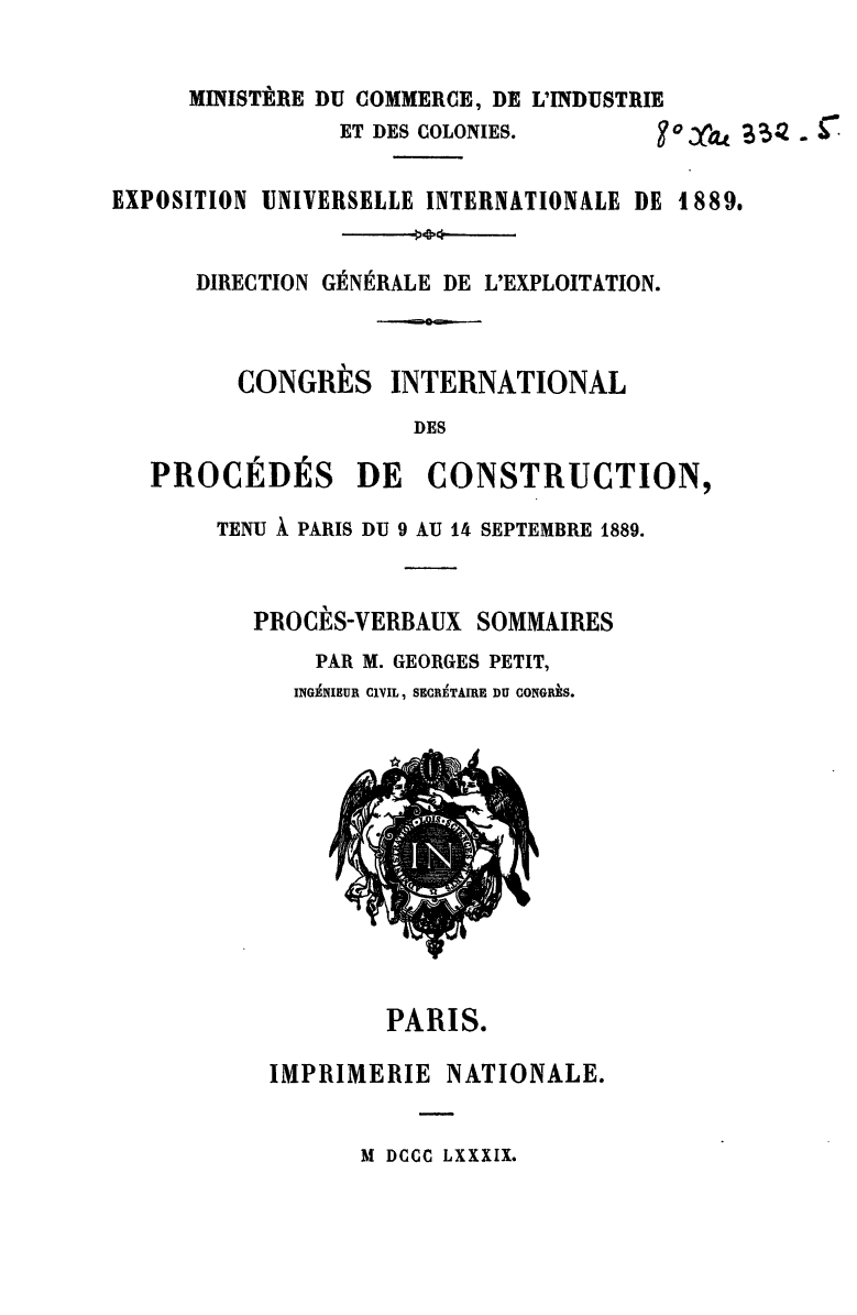 Page de titre du 8XAE332.5