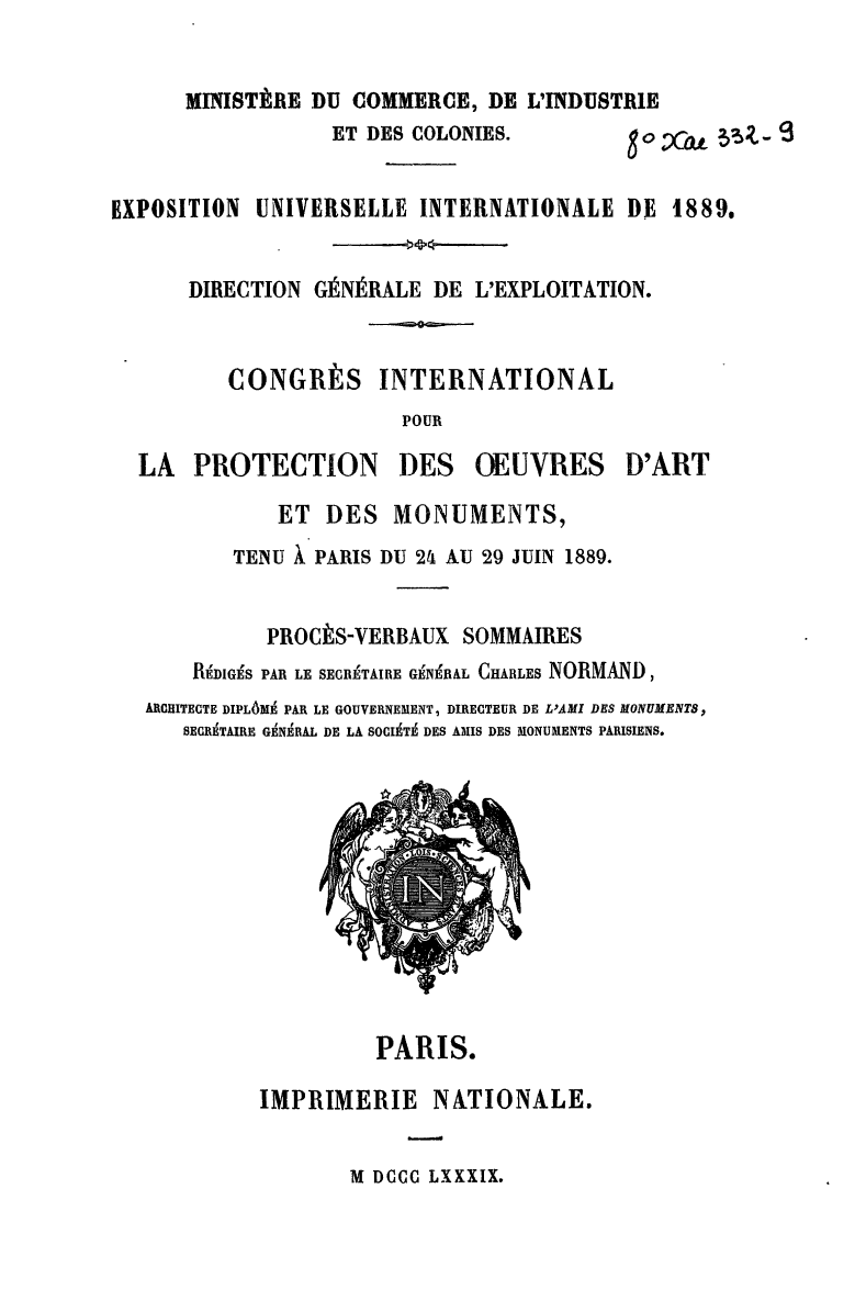 Page de titre du 8XAE332.9
