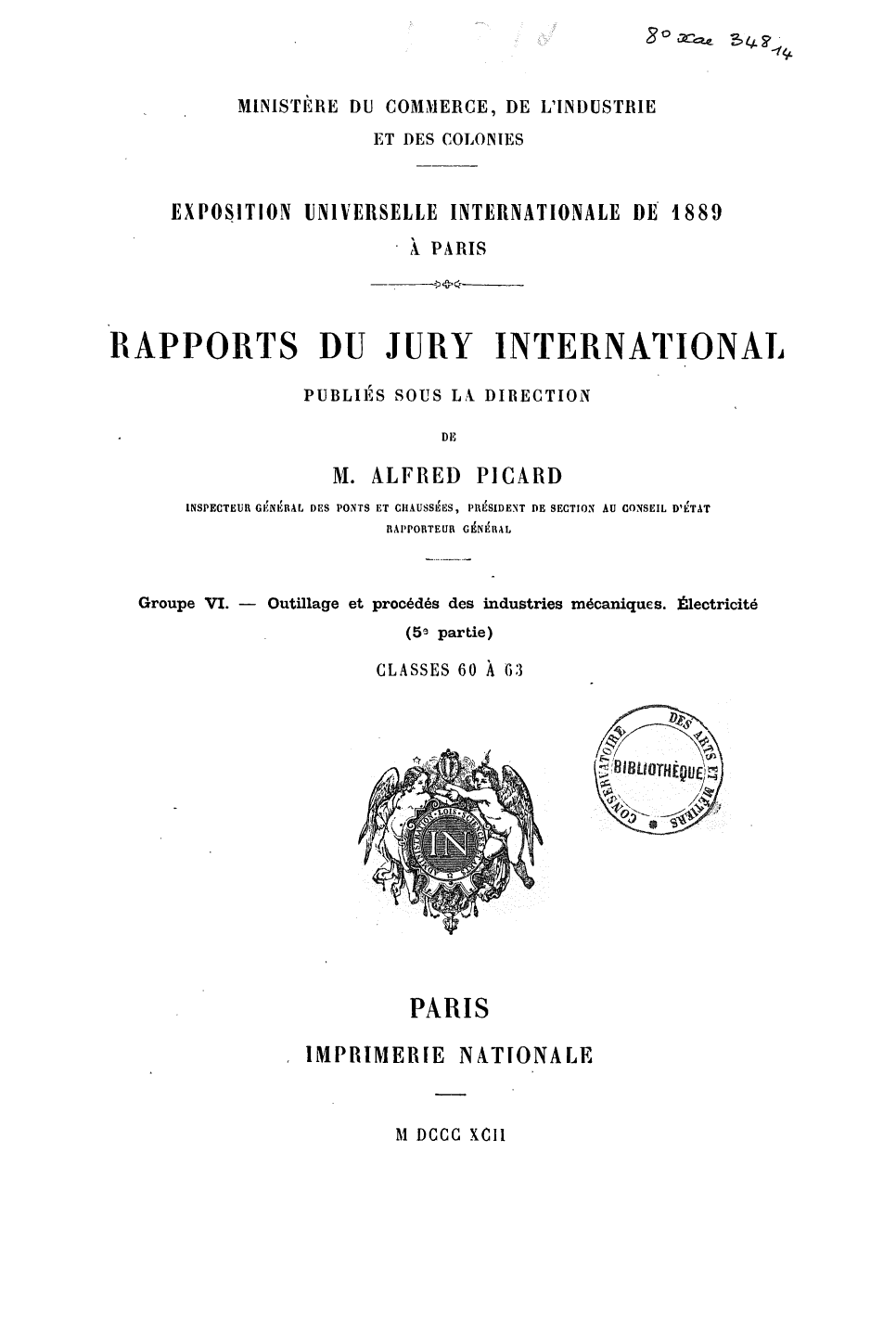 Page de titre du 8XAE348.14