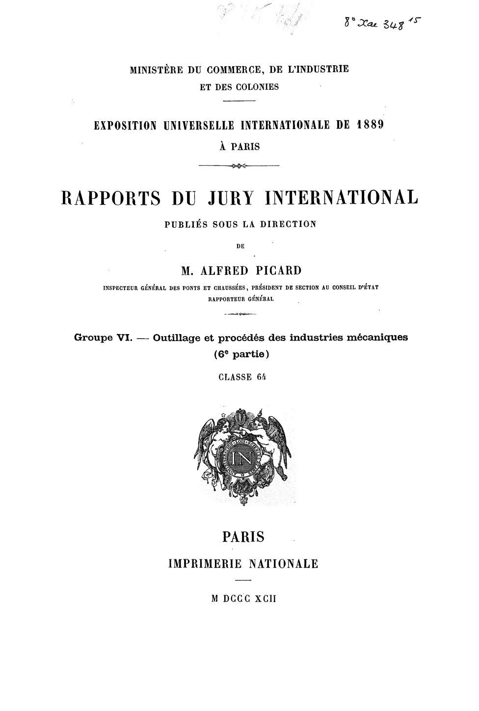 Page de titre du 8XAE348.15