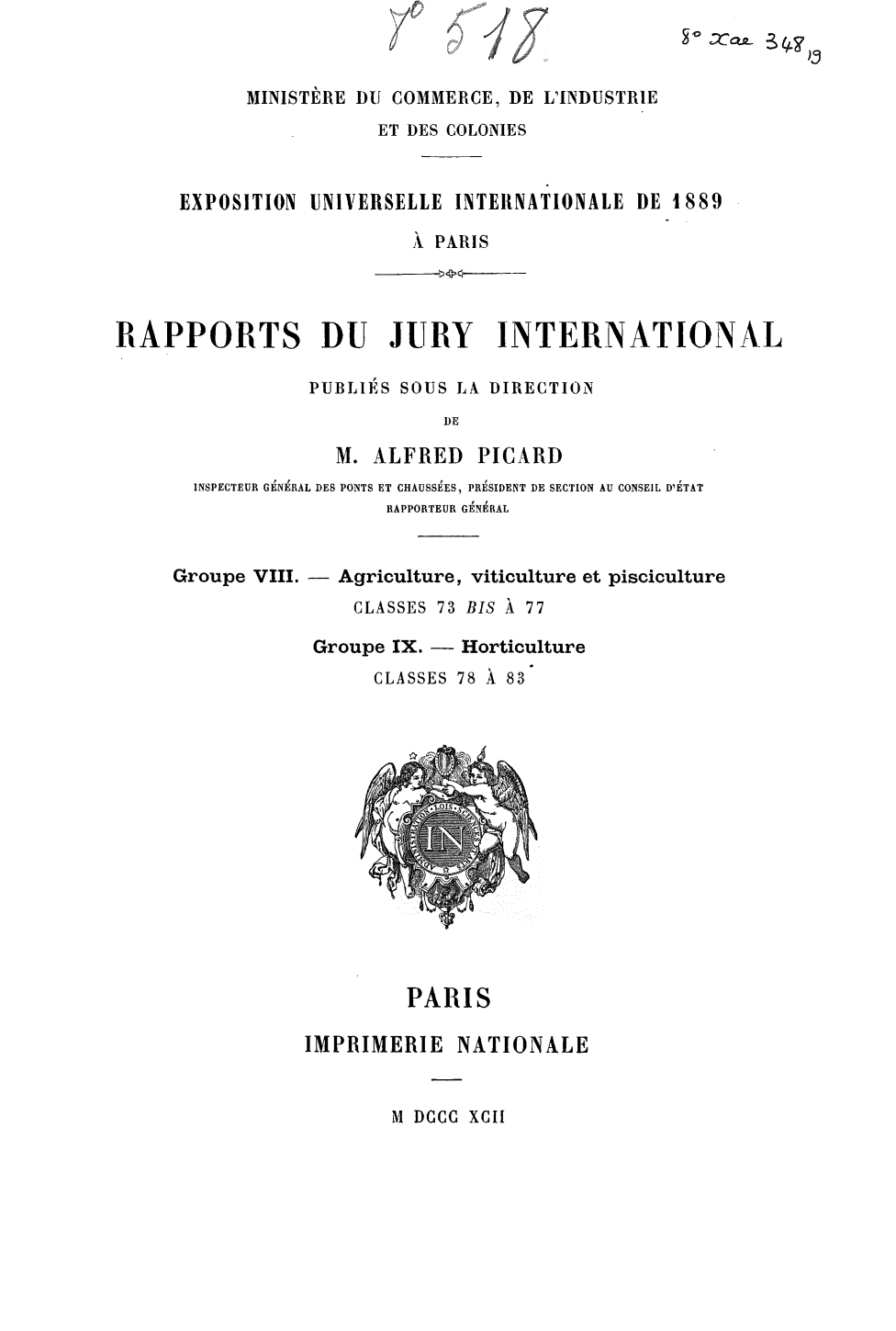 Page de titre du 8XAE348.19