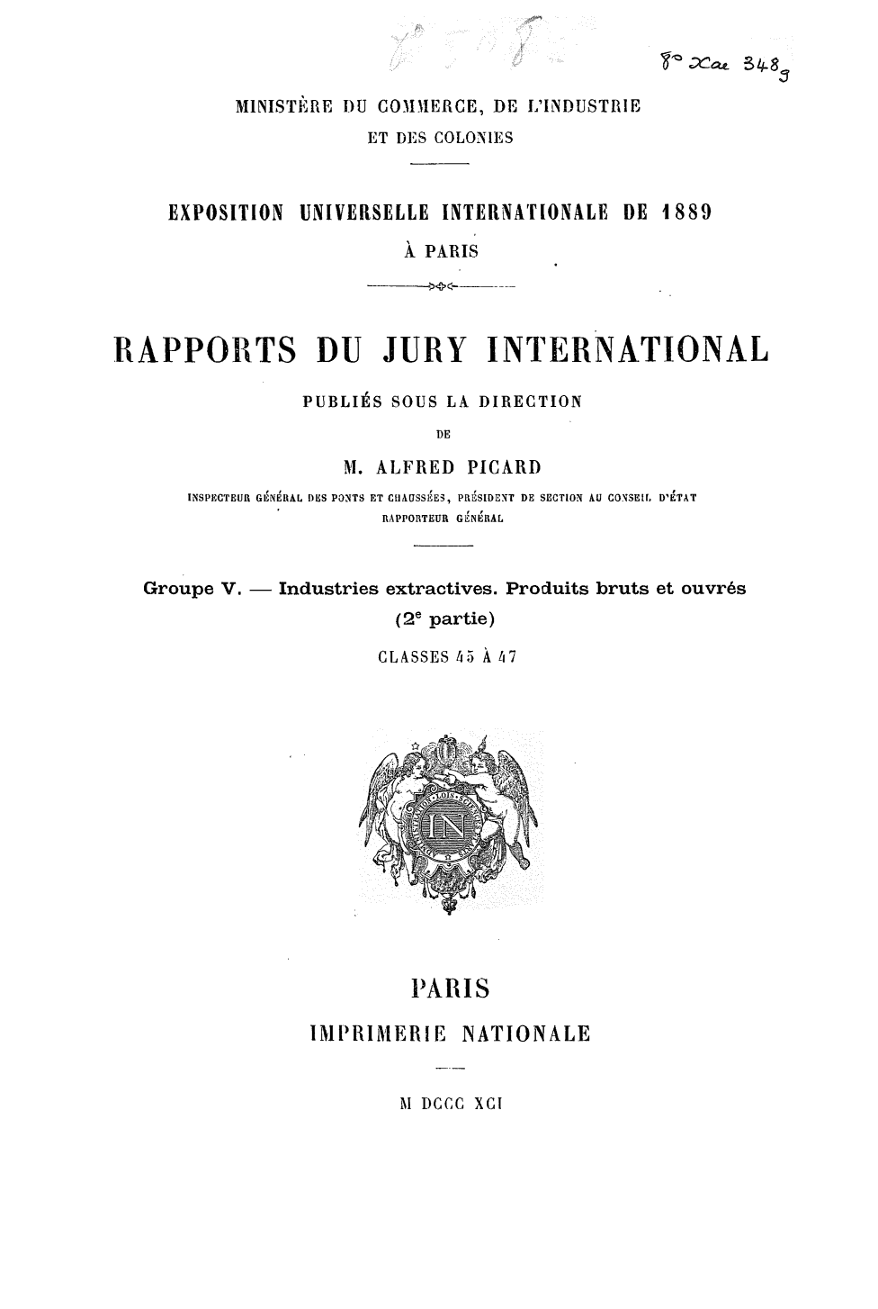 Page de titre du 8XAE348.9