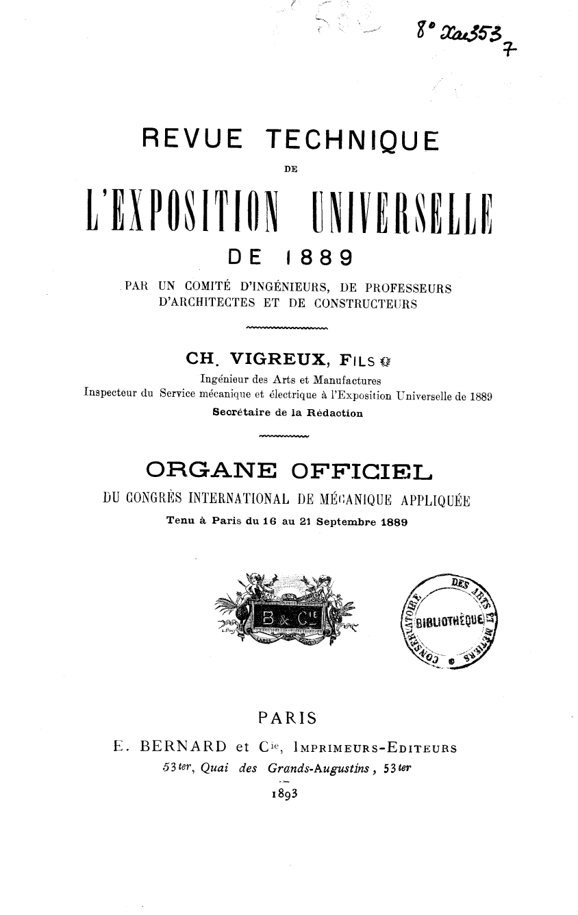 Page de titre du 8XAE353.9