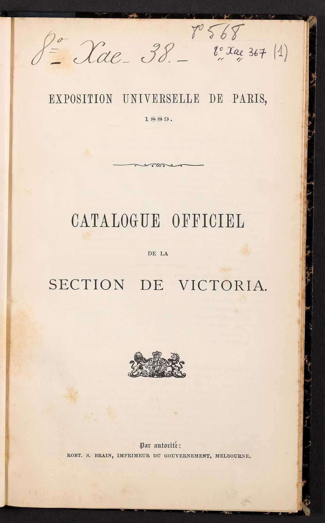 Page de titre du 8XAE367.1