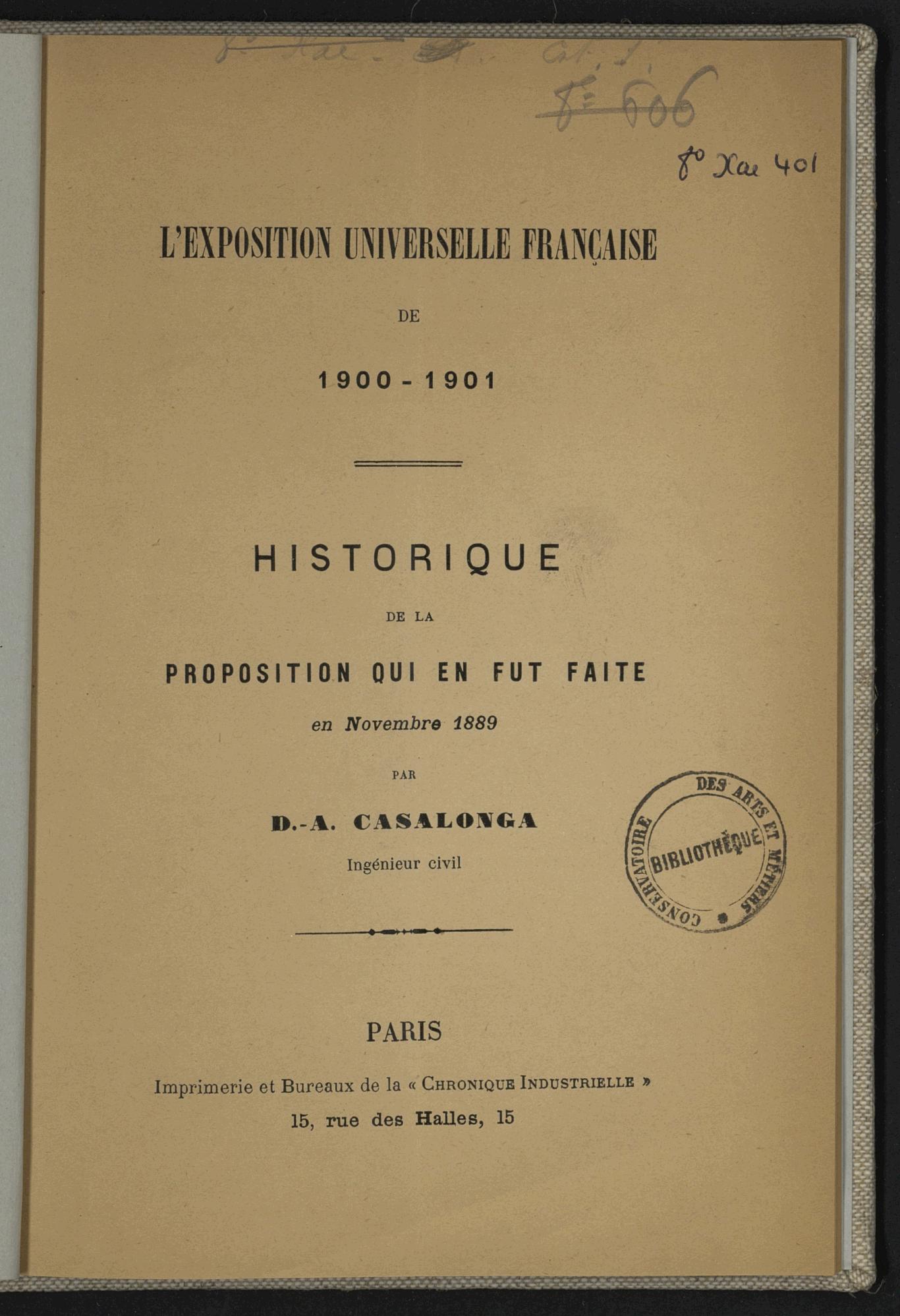 Page de titre du 8XAE401