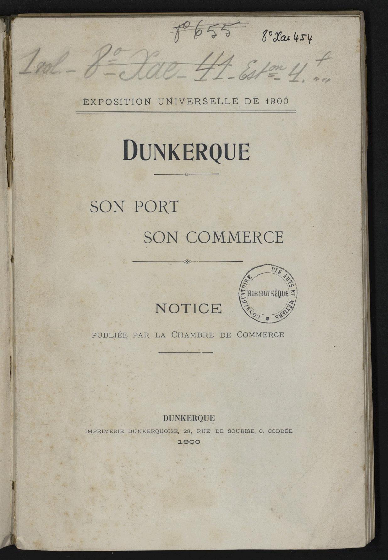 Page de titre du 8XAE454