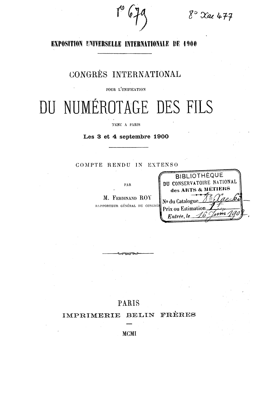 Page de titre du 8XAE477