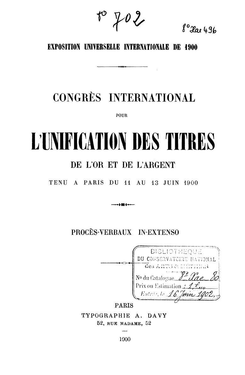 Page de titre du 8XAE496