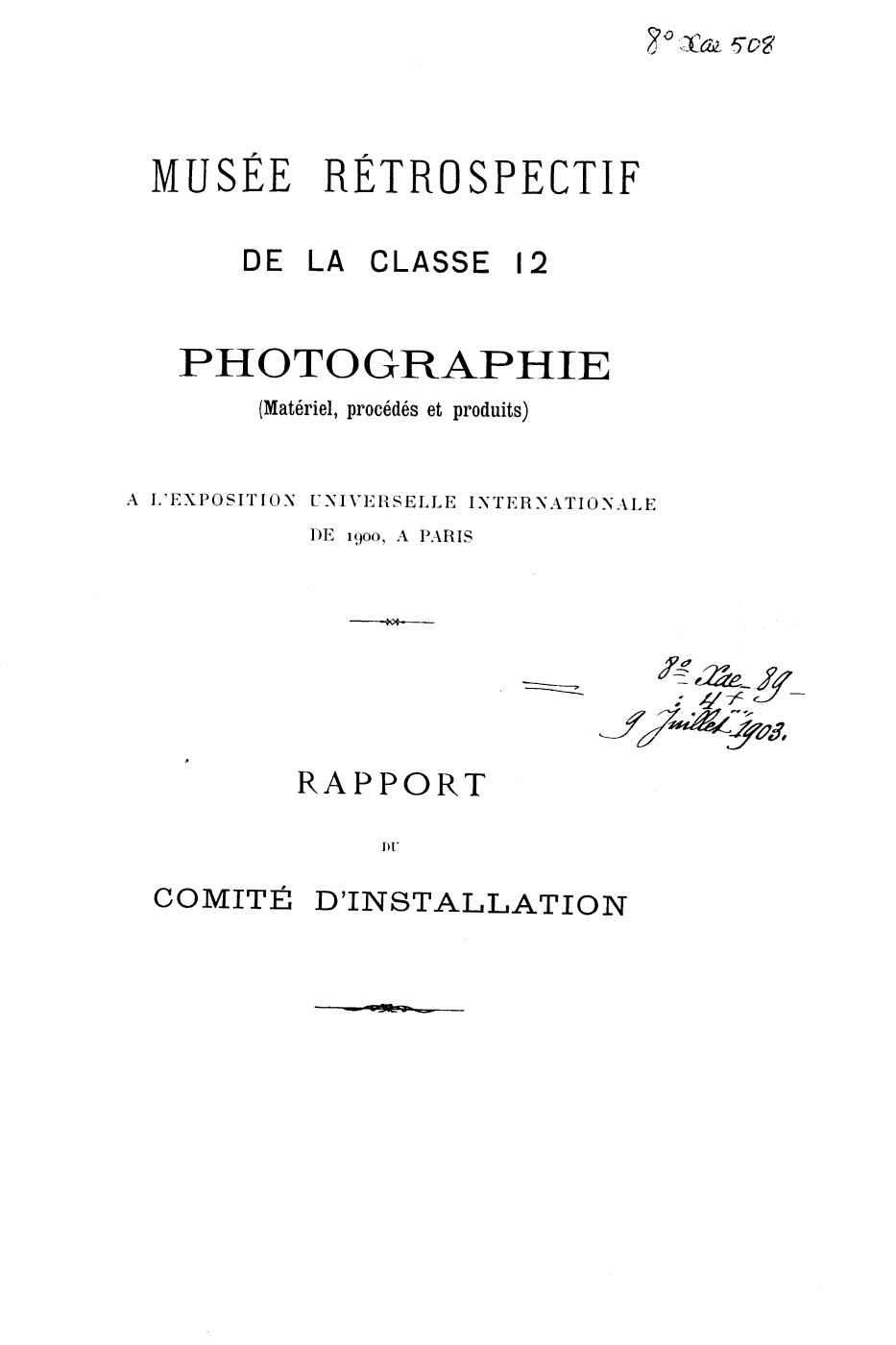 Page de titre du 8XAE508