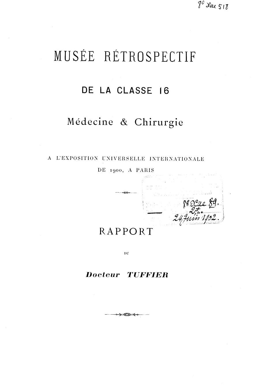 Page de titre du 8XAE518