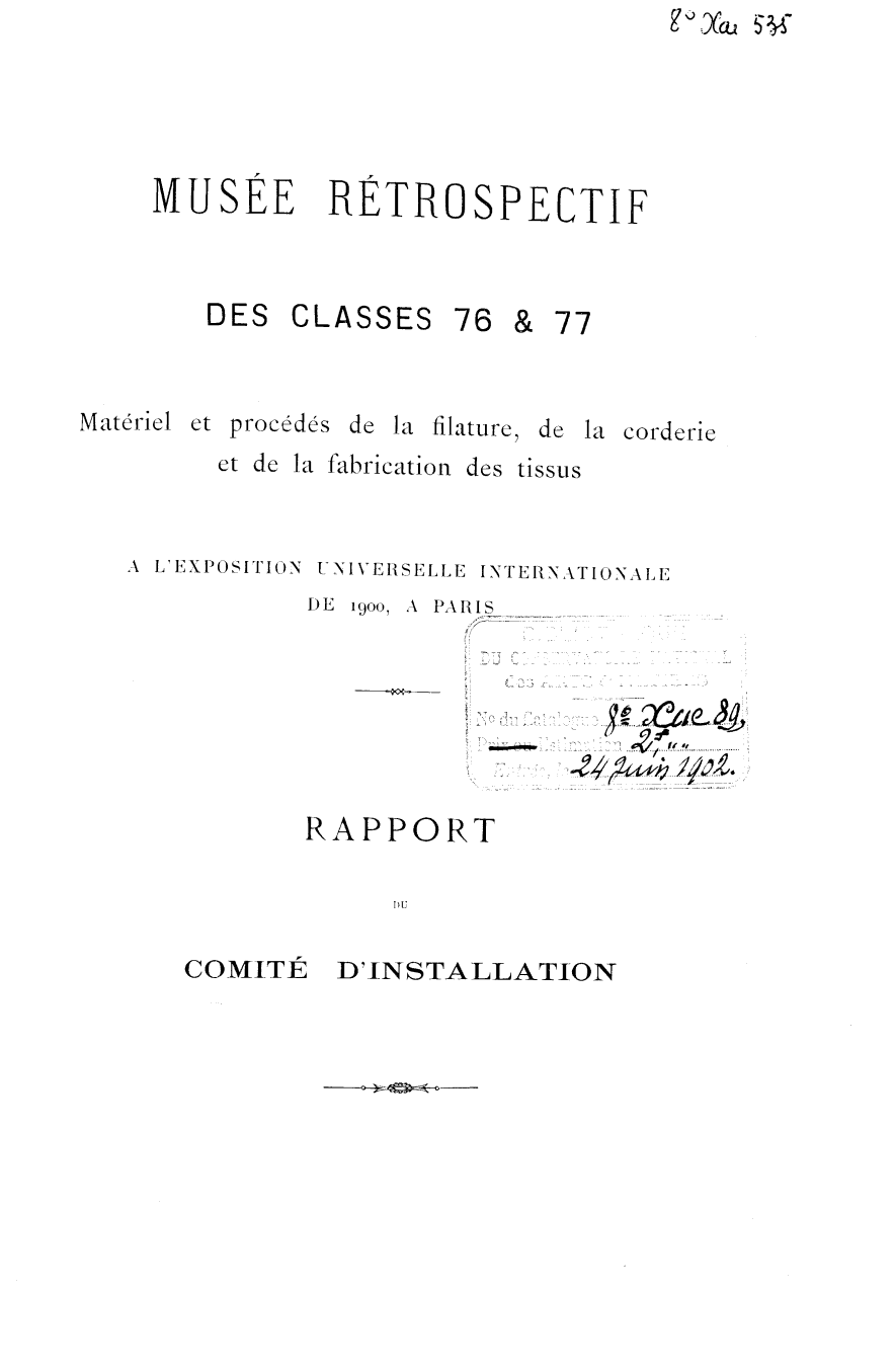 Page de titre du 8XAE535