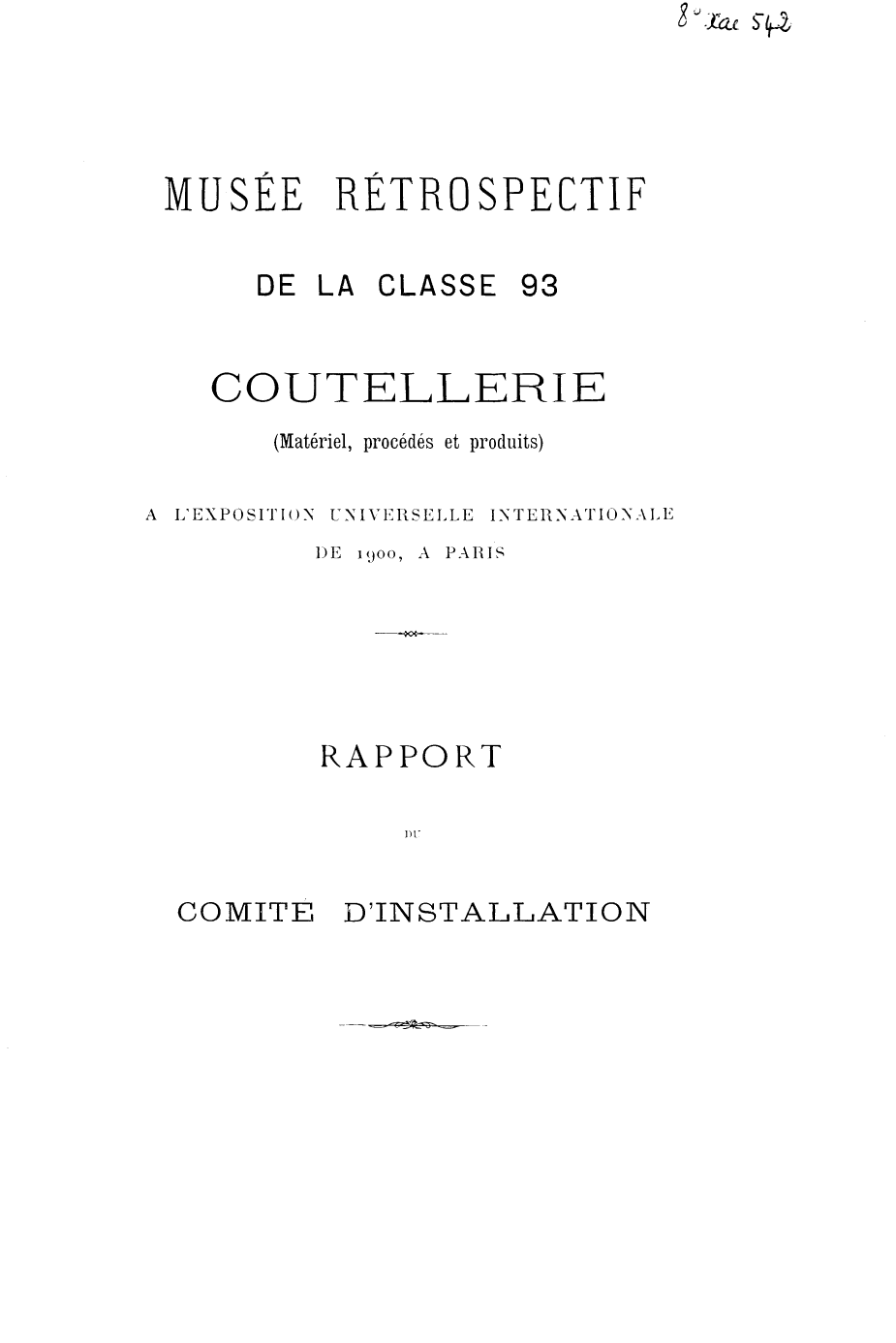 Page de titre du 8XAE542