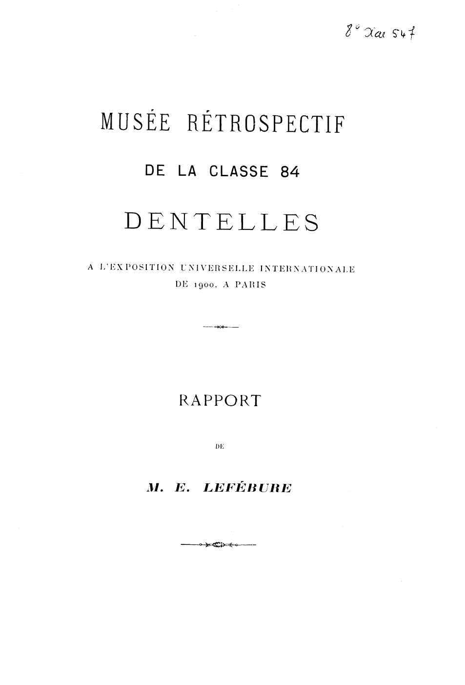 Page de titre du 8XAE547