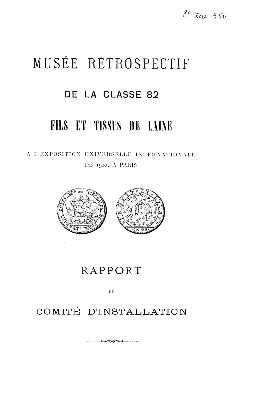 Page de titre du 8XAE550