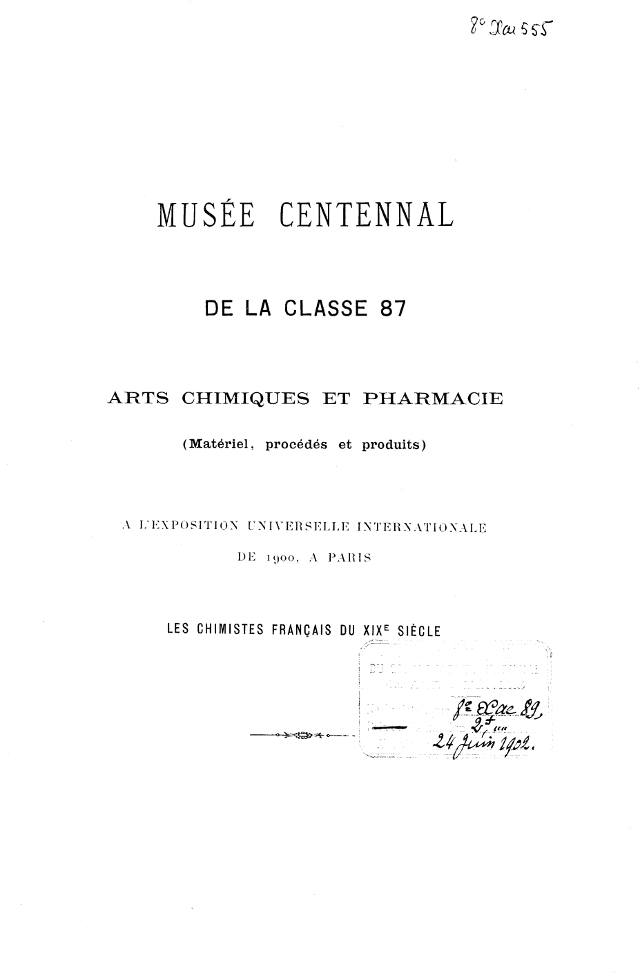 Page de titre du 8XAE555