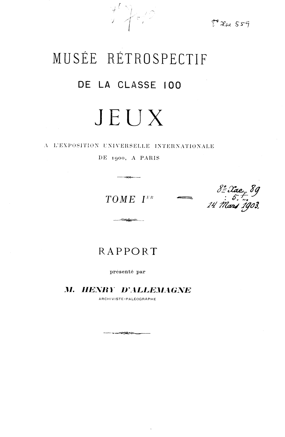 Page de titre du 8XAE559.1