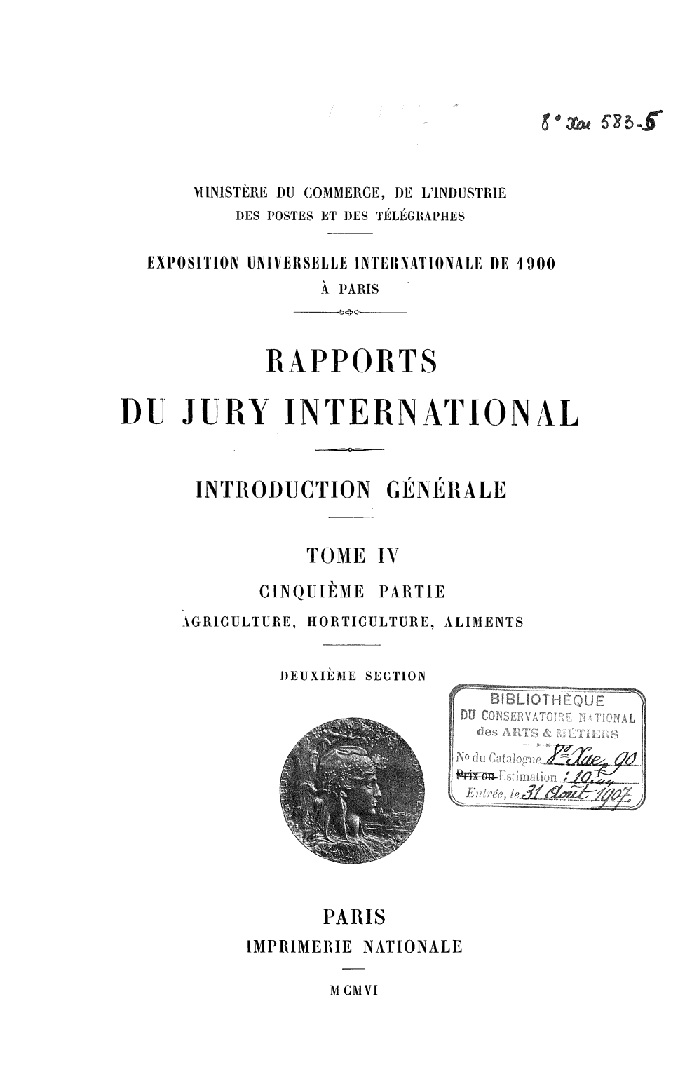 Page de titre du 8XAE583.5