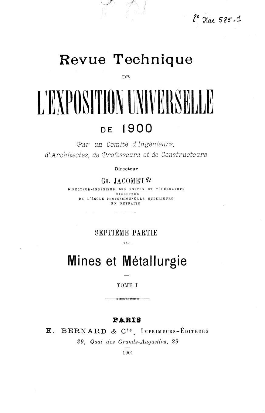 Page de titre du 8XAE585.11