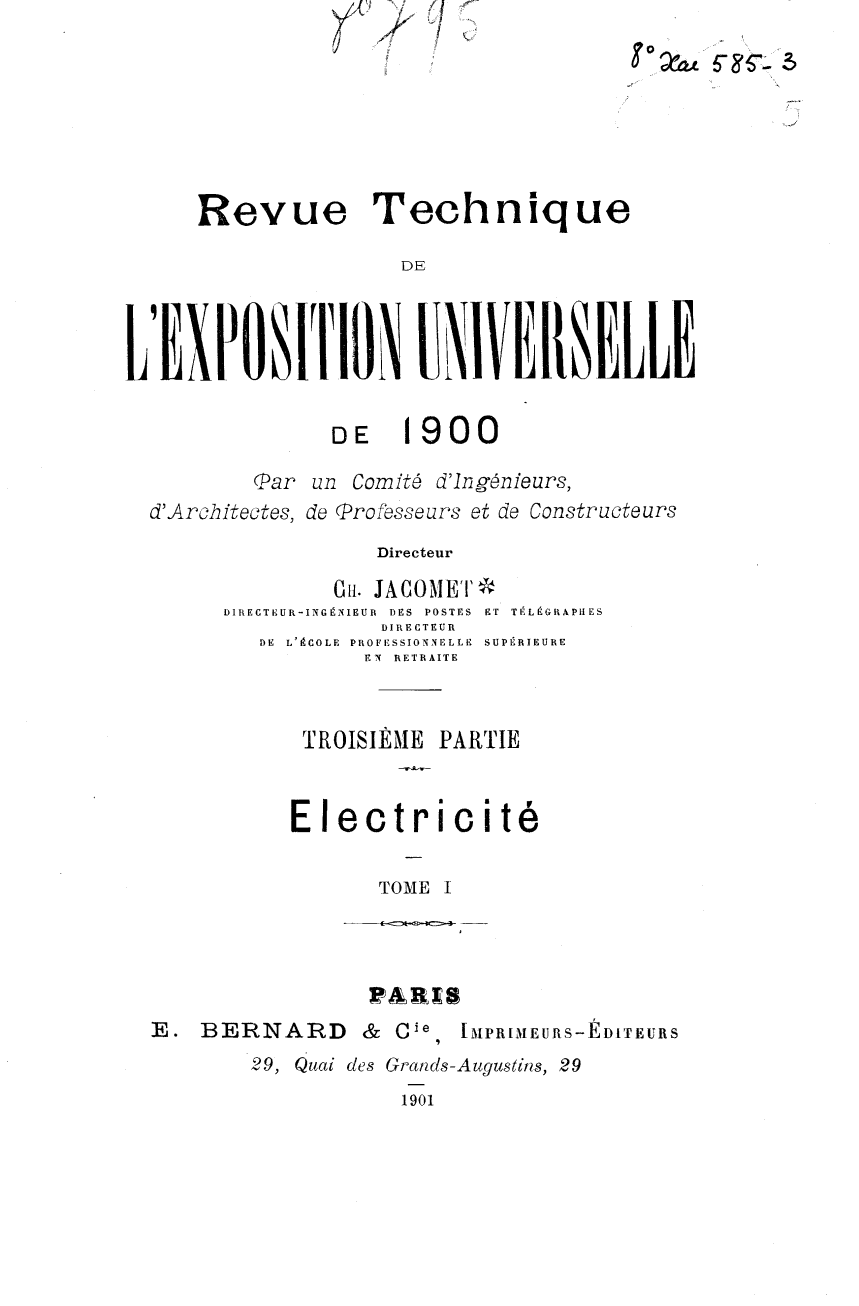 Page de titre du 8XAE585.5