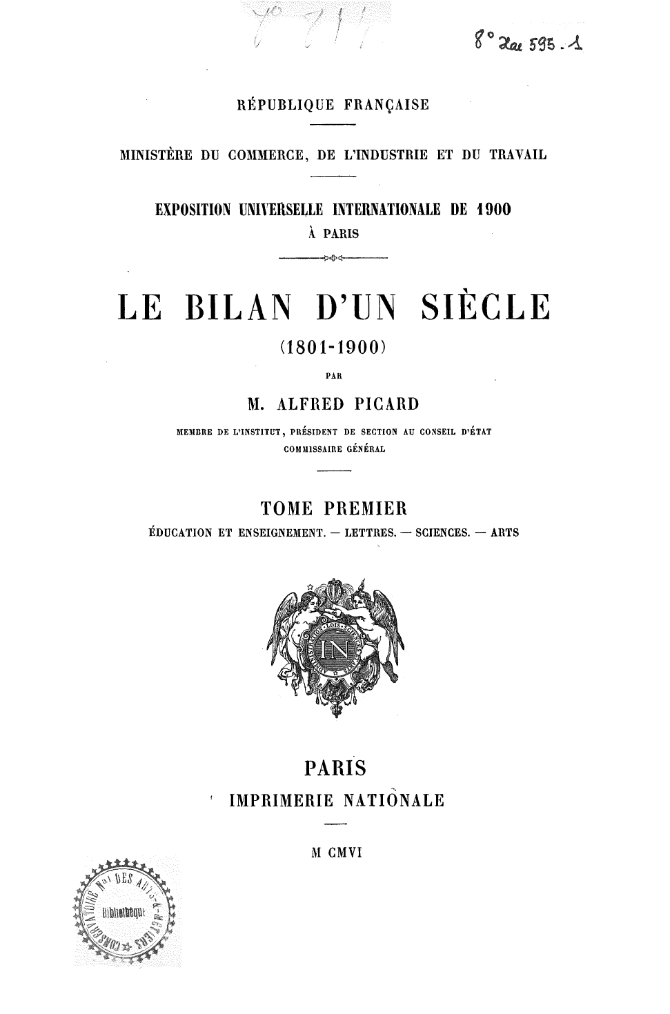 Page de titre du 8XAE595.1
