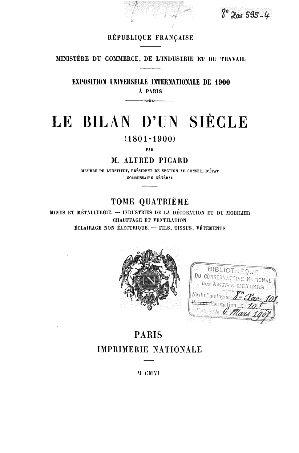 Page de titre du 8XAE595.4