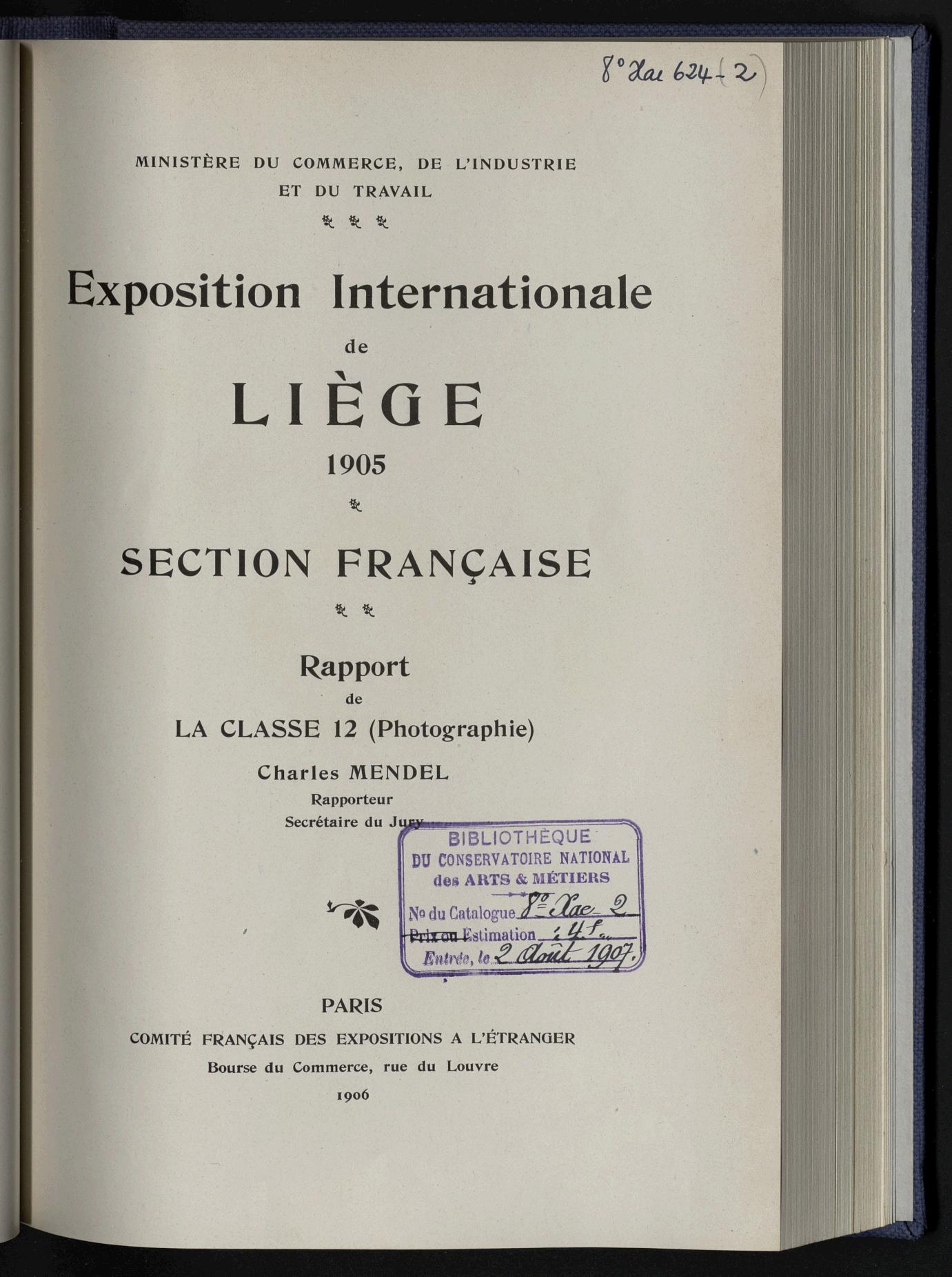 Page de titre du 8XAE624.2