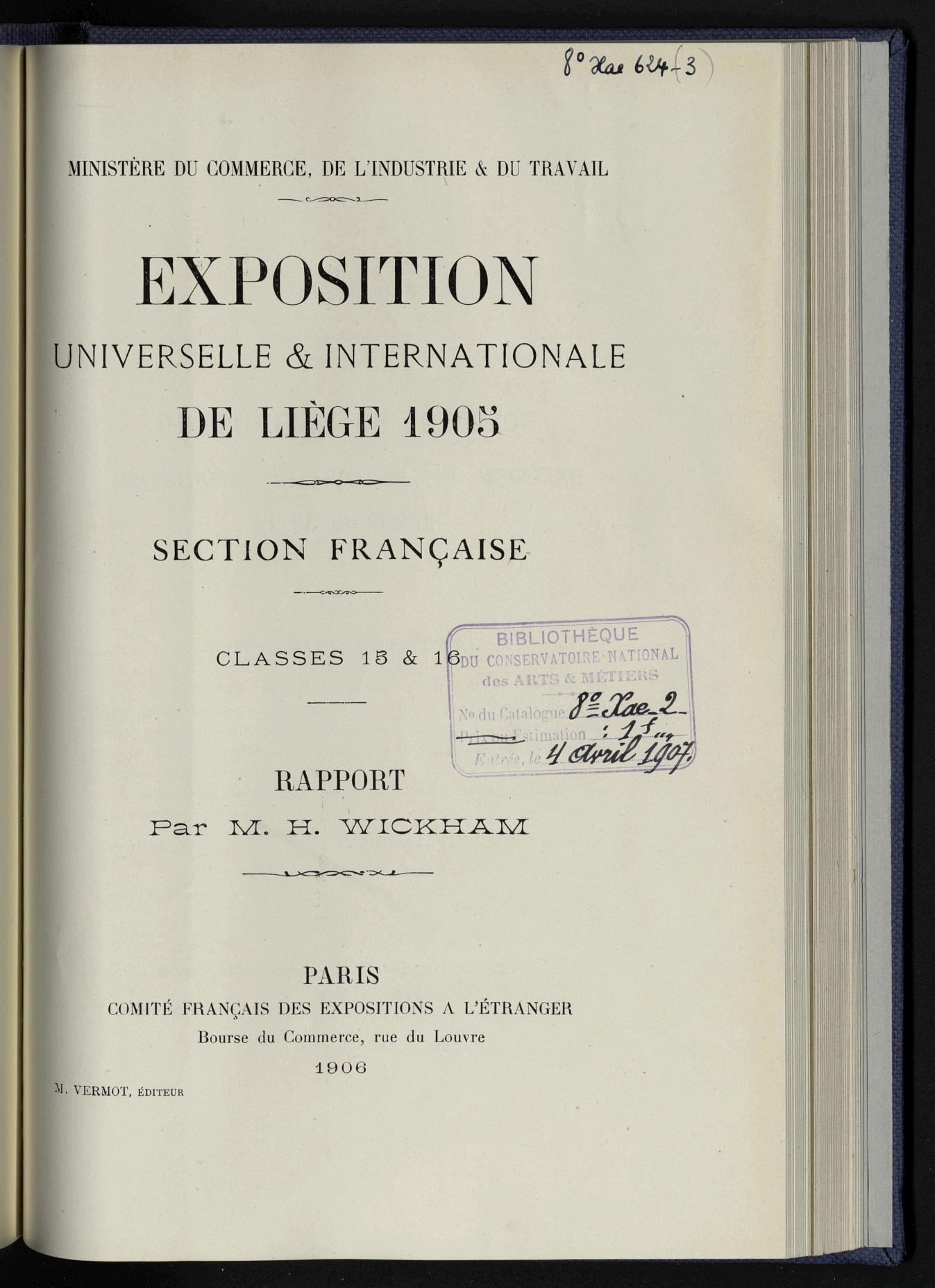 Page de titre du 8XAE624.3