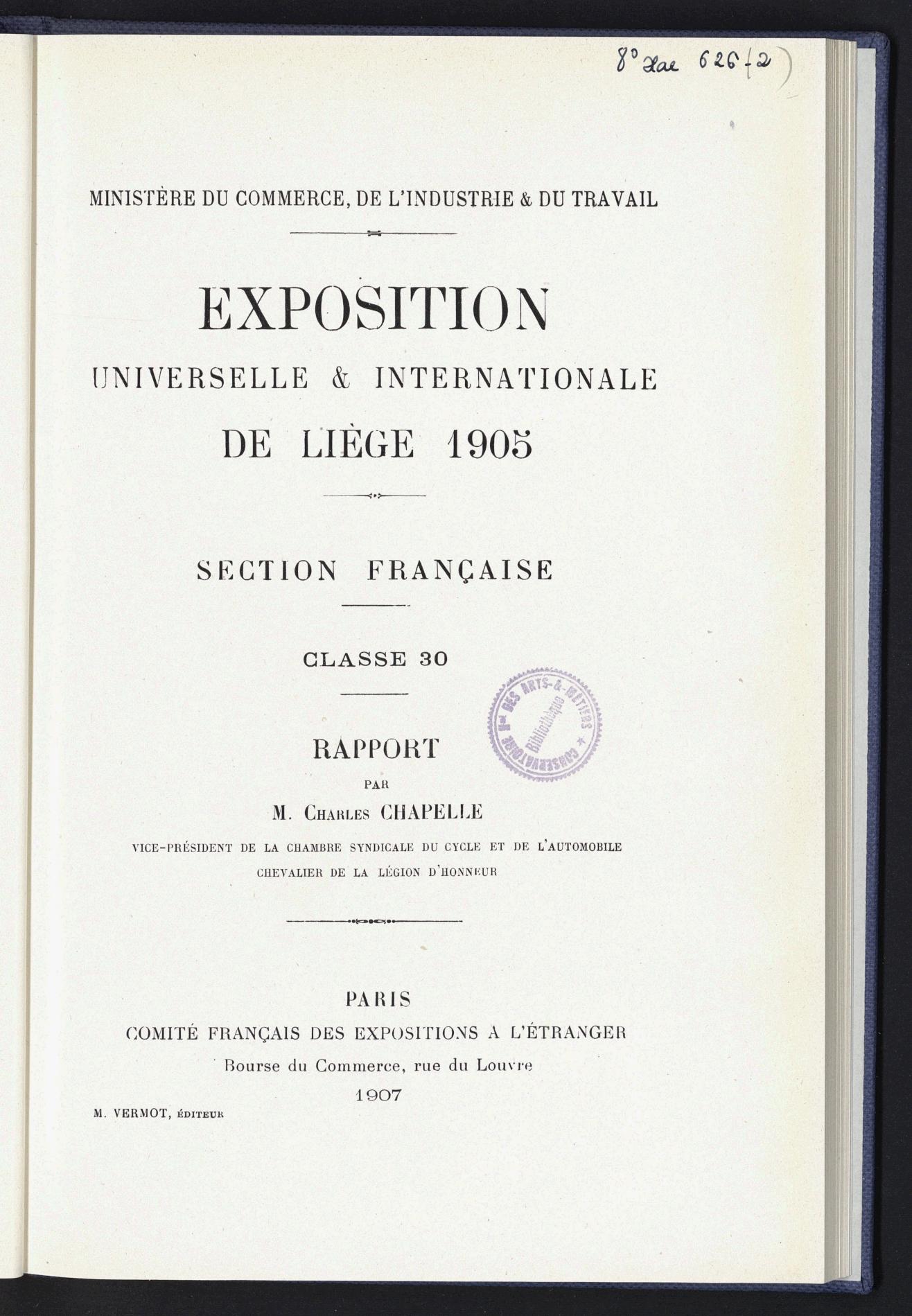 Page de titre du 8XAE626.2