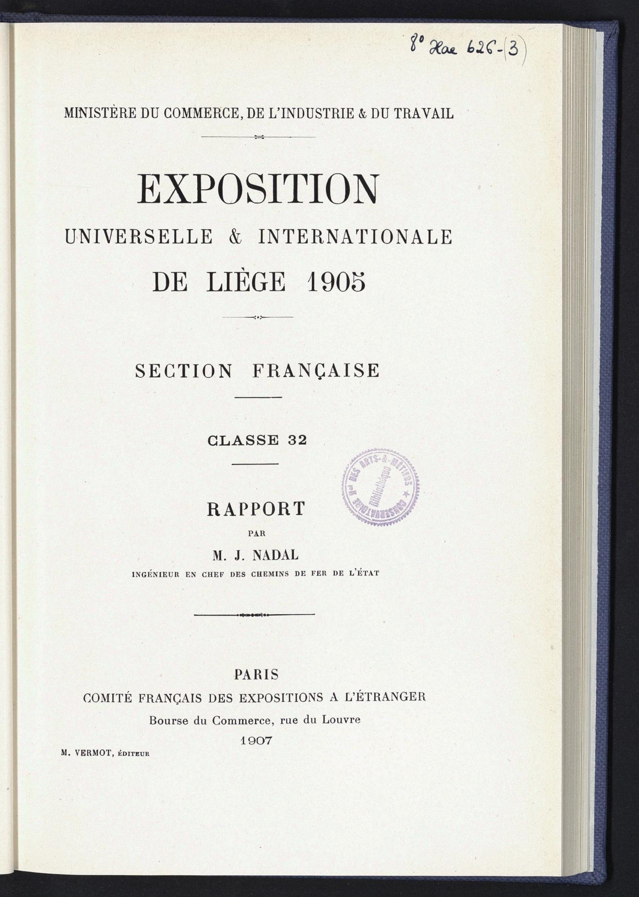 Page de titre du 8XAE626.3