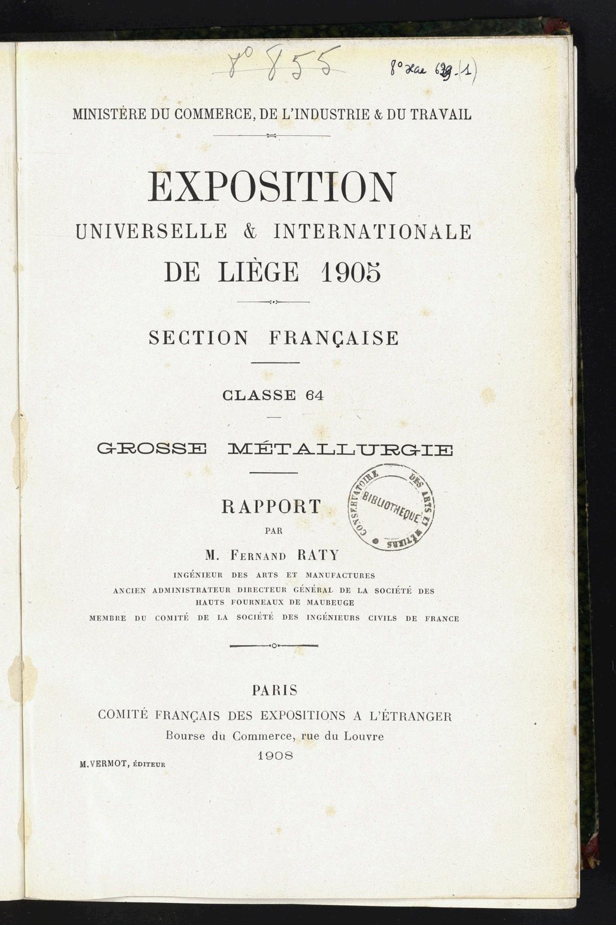 Page de titre du 8XAE629.1