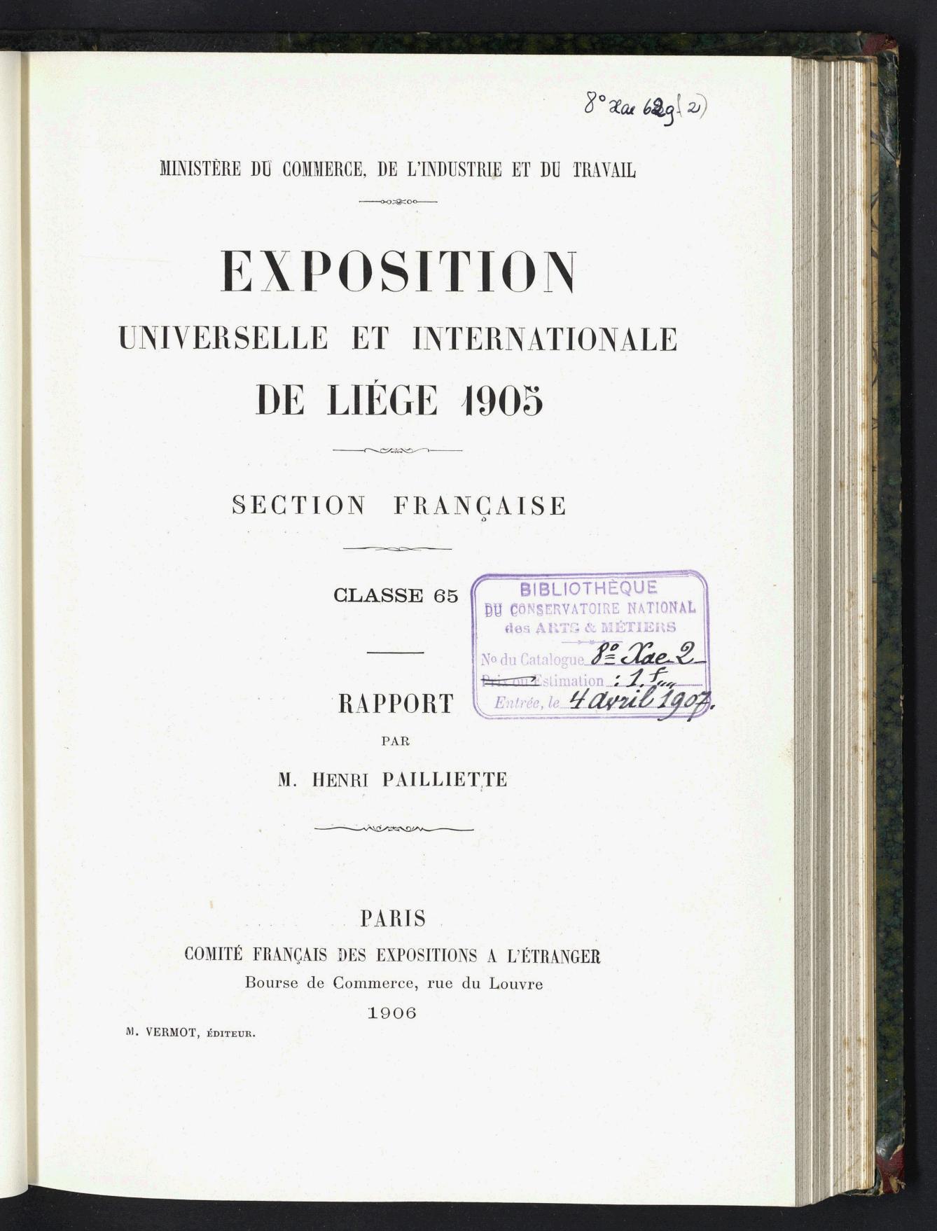 Page de titre du 8XAE629.2