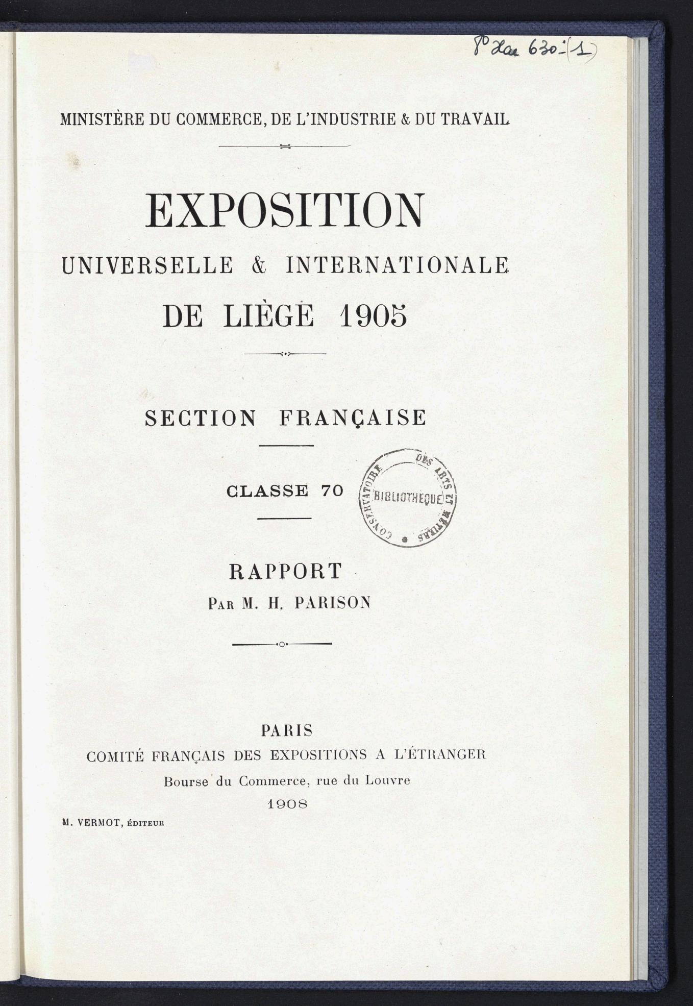 Page de titre du 8XAE630.1