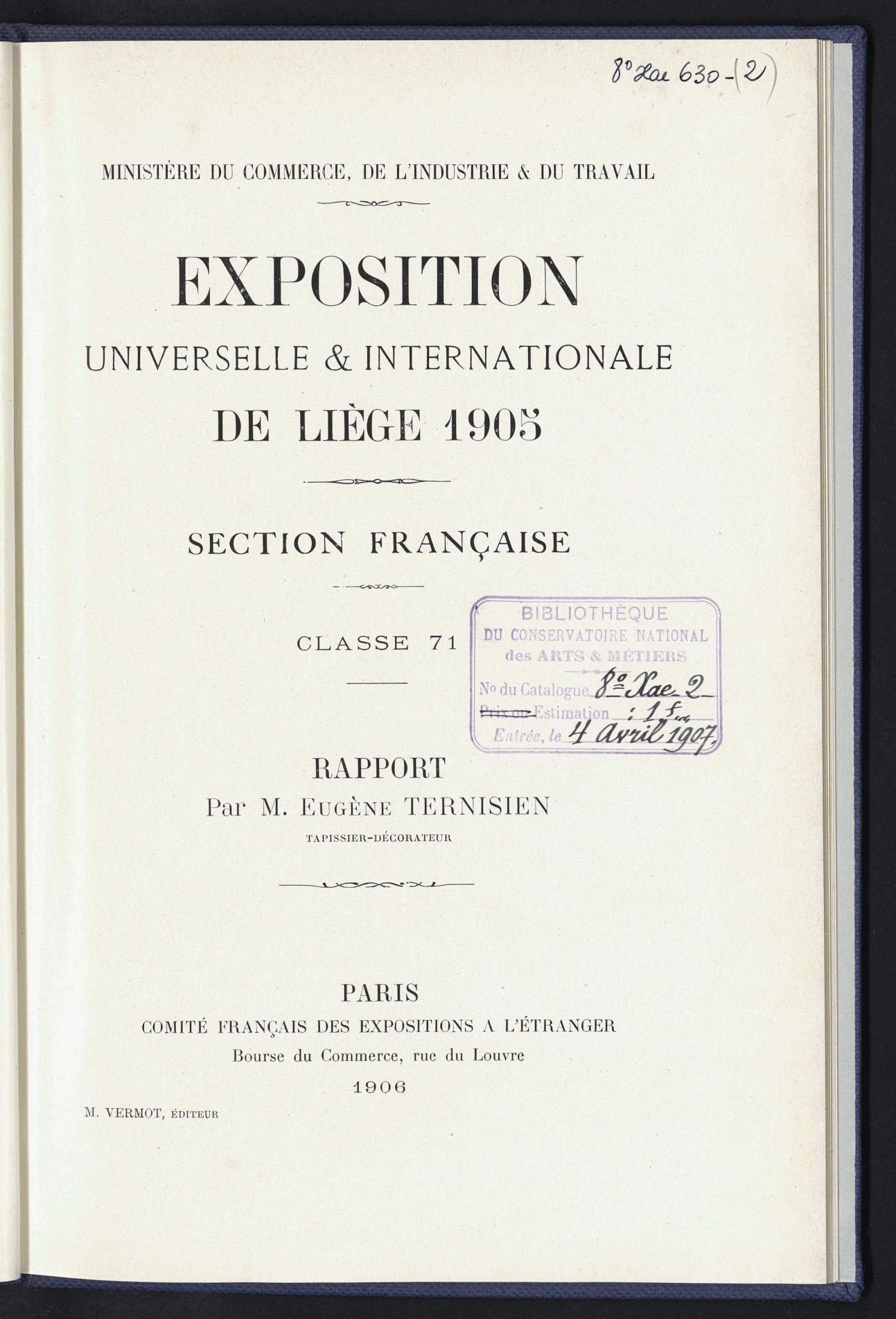 Page de titre du 8XAE630.2