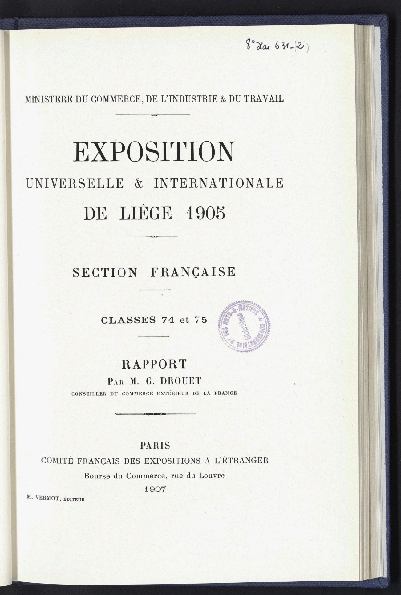 Page de titre du 8XAE631.2