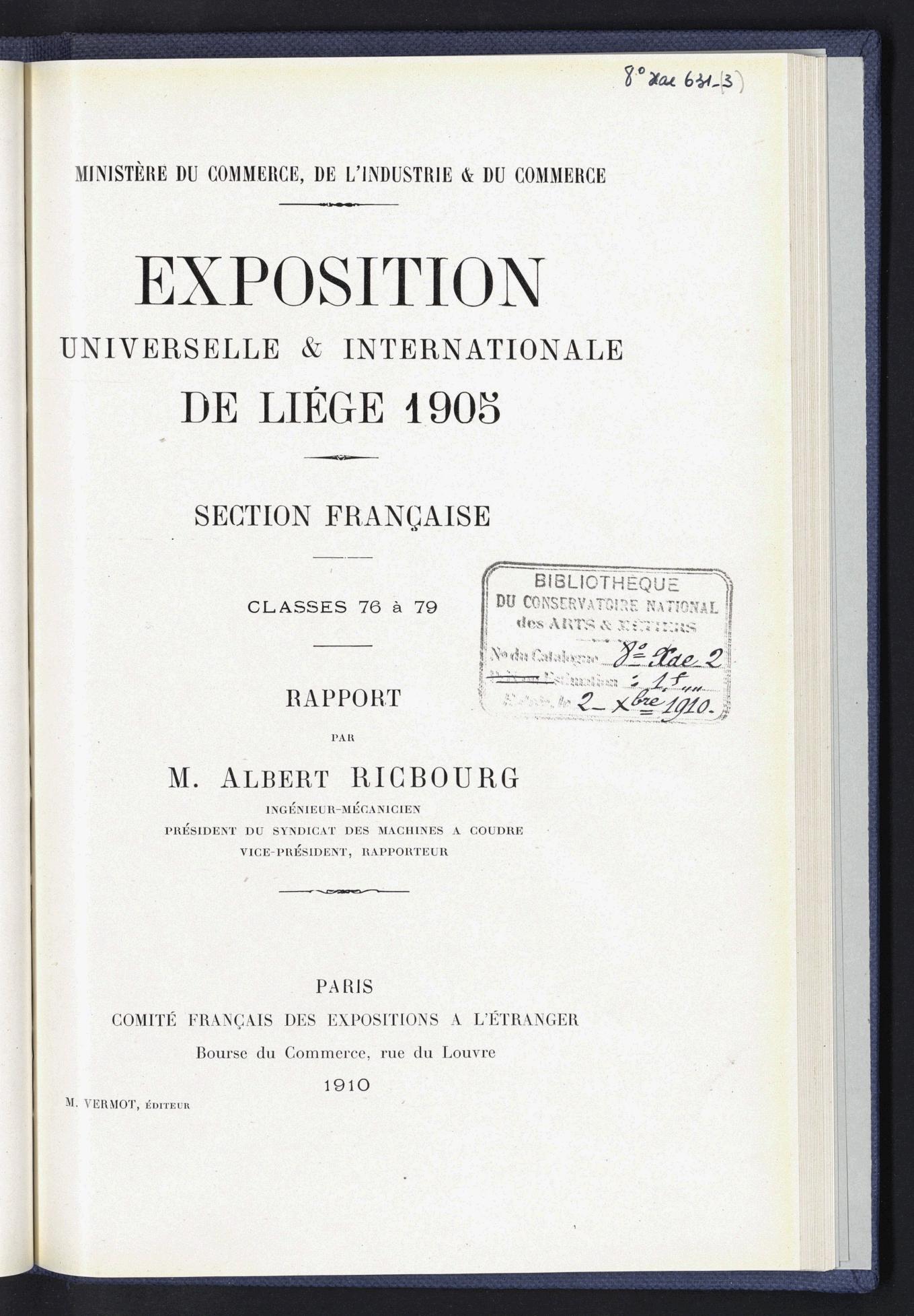 Page de titre du 8XAE631.3