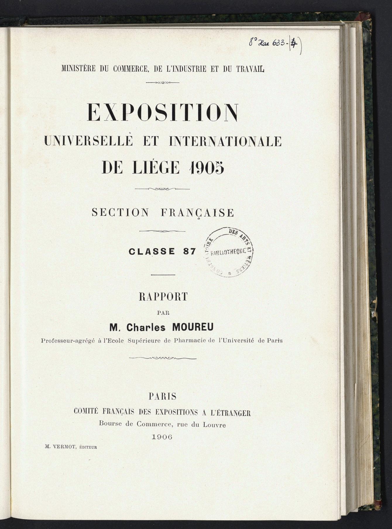 Page de titre du 8XAE633.4