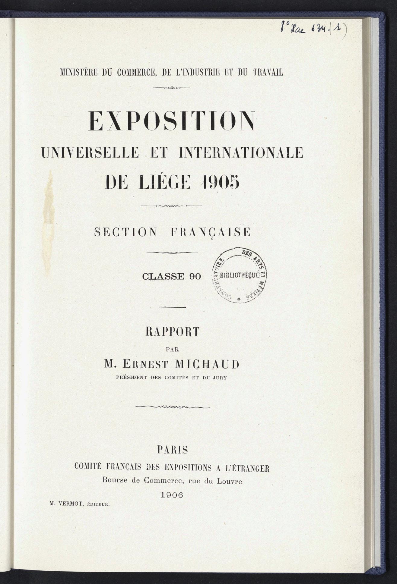 Page de titre du 8XAE634.1
