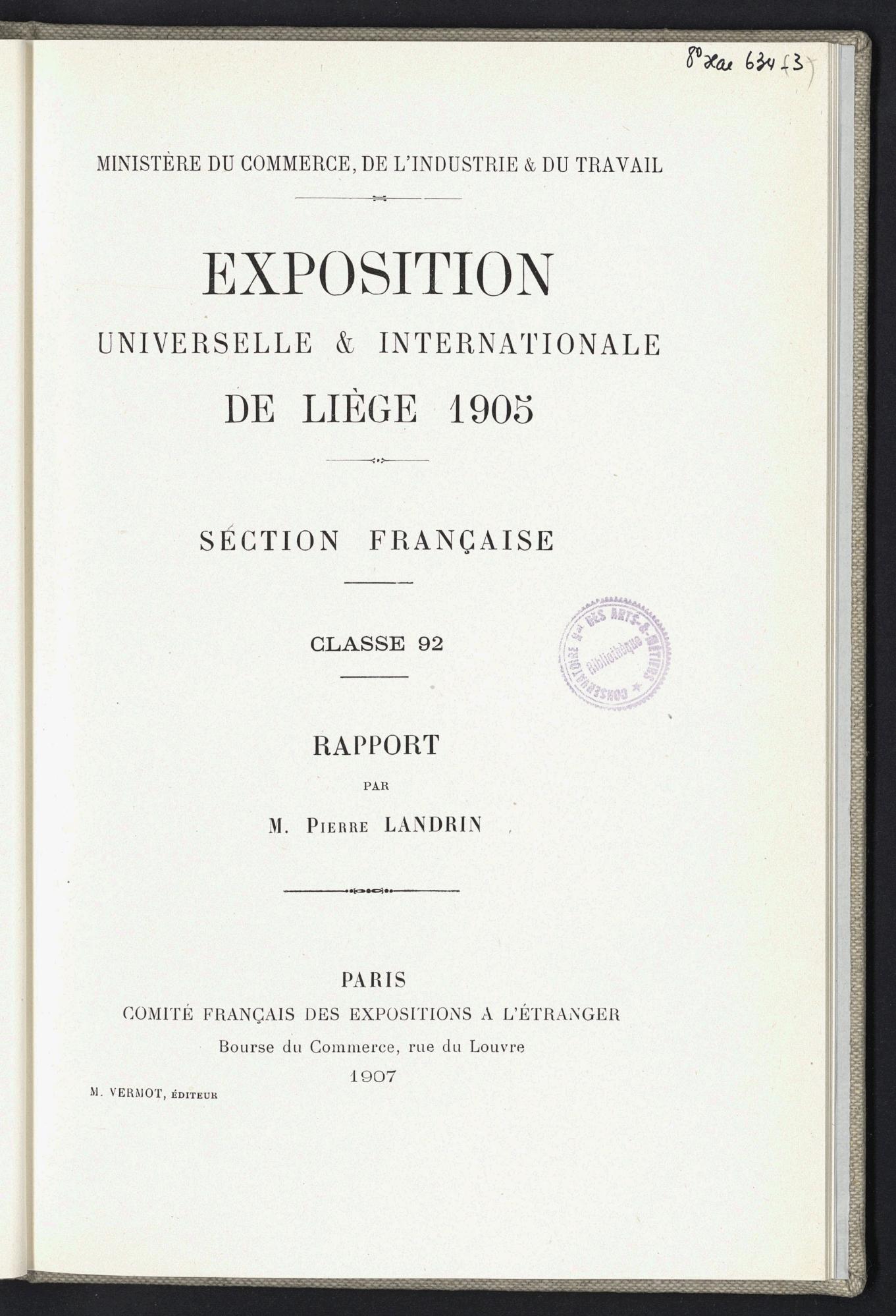 Page de titre du 8XAE634.3