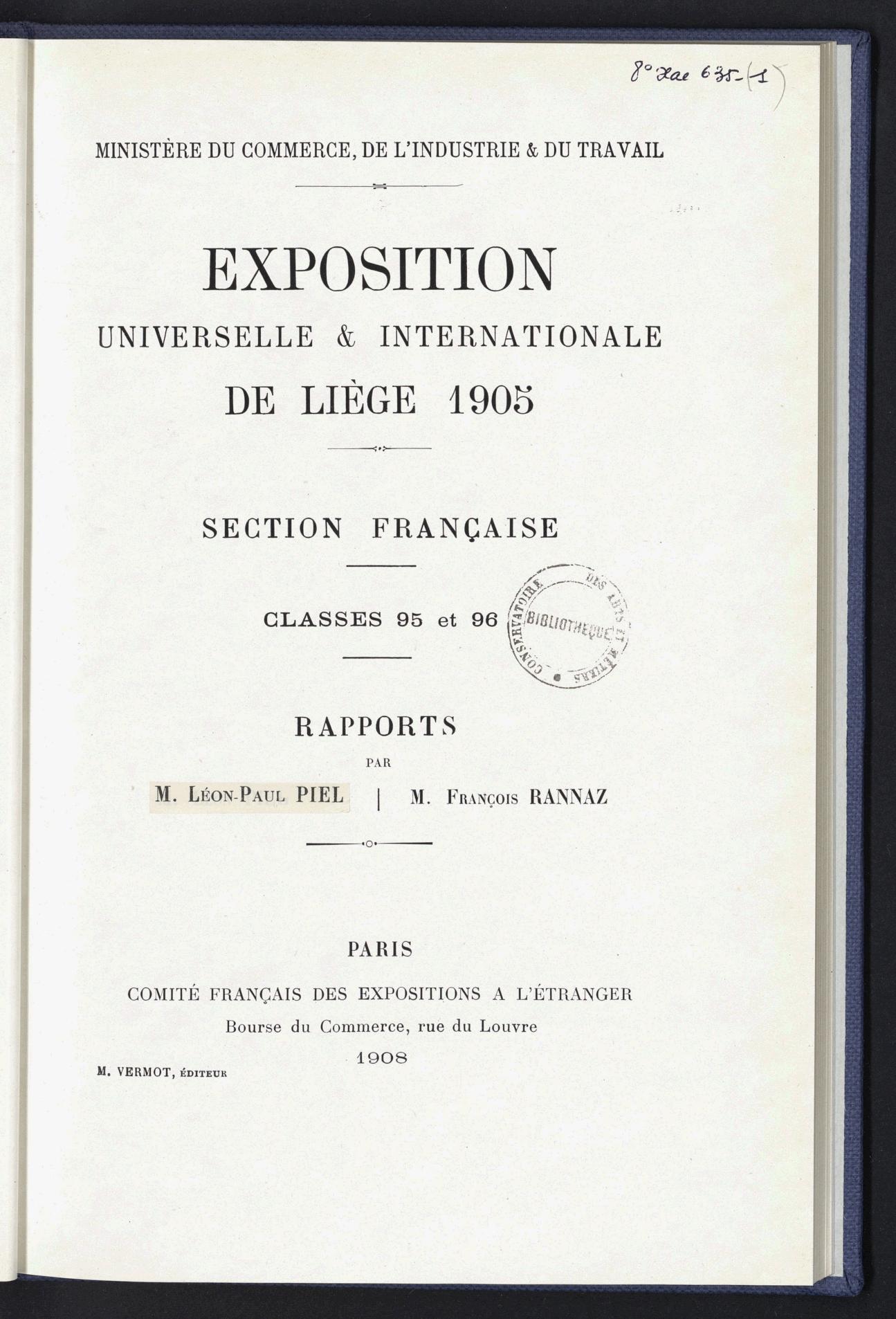 Page de titre du 8XAE635.1