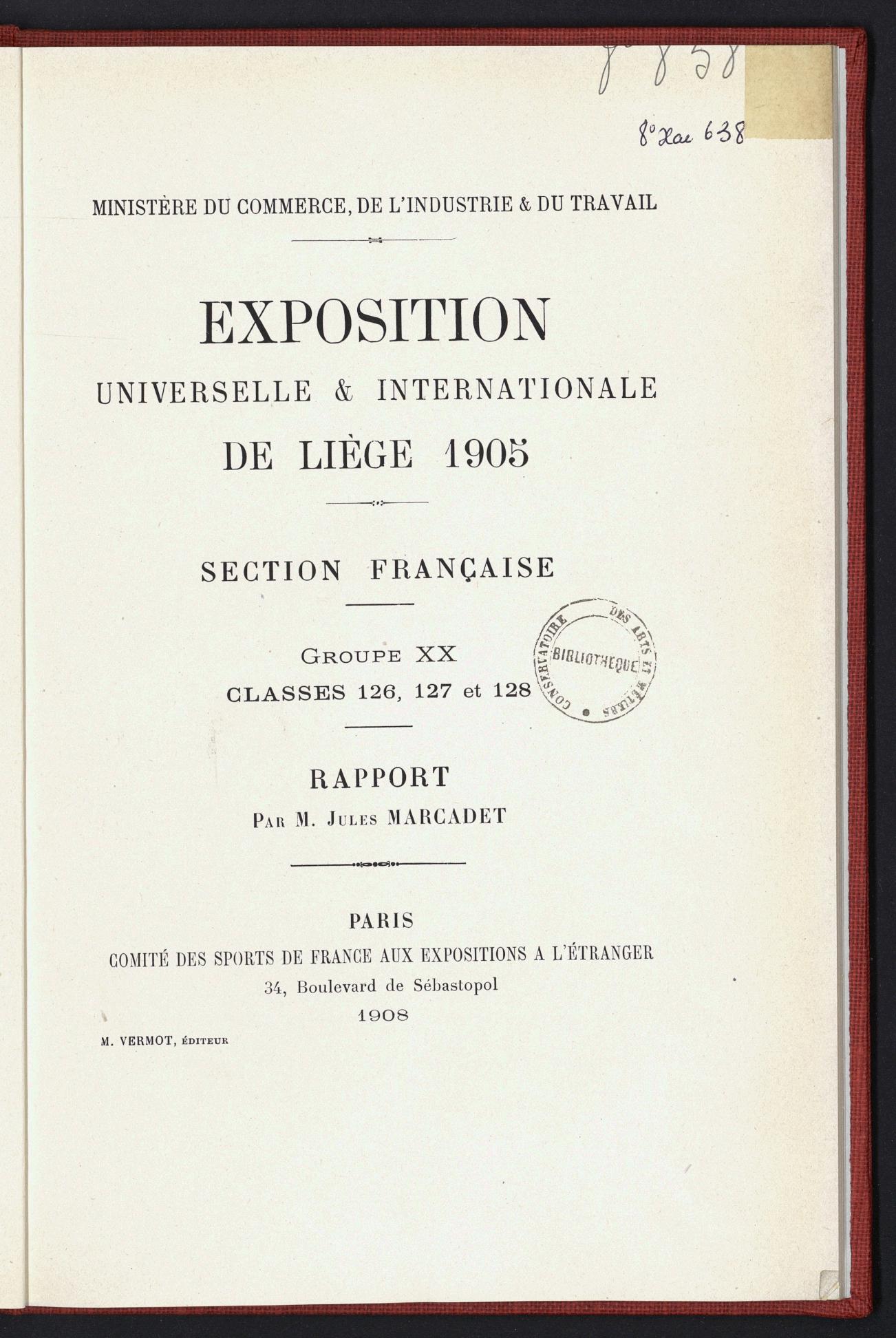 Page de titre du 8XAE638