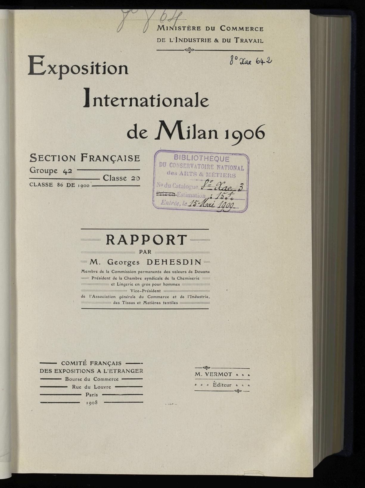 Page de titre du 8XAE642