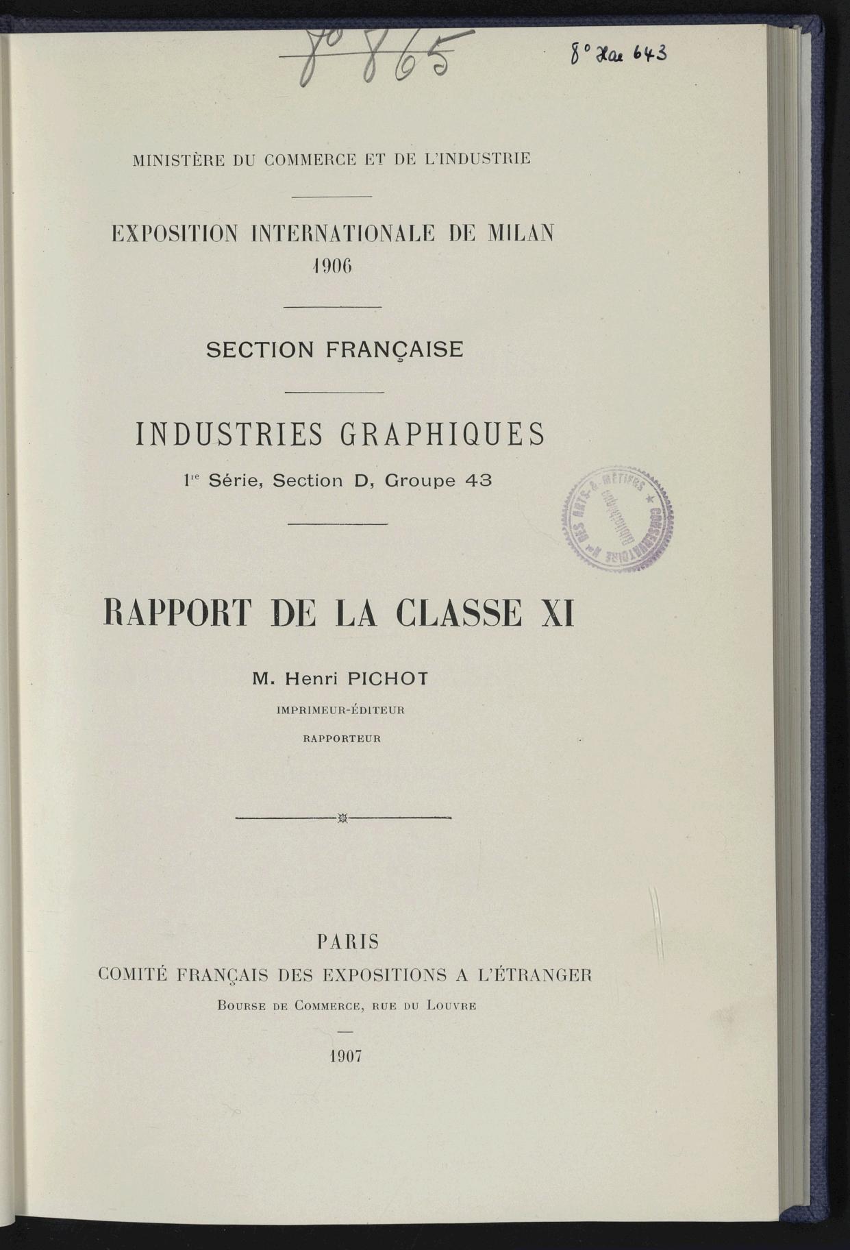 Page de titre du 8XAE643