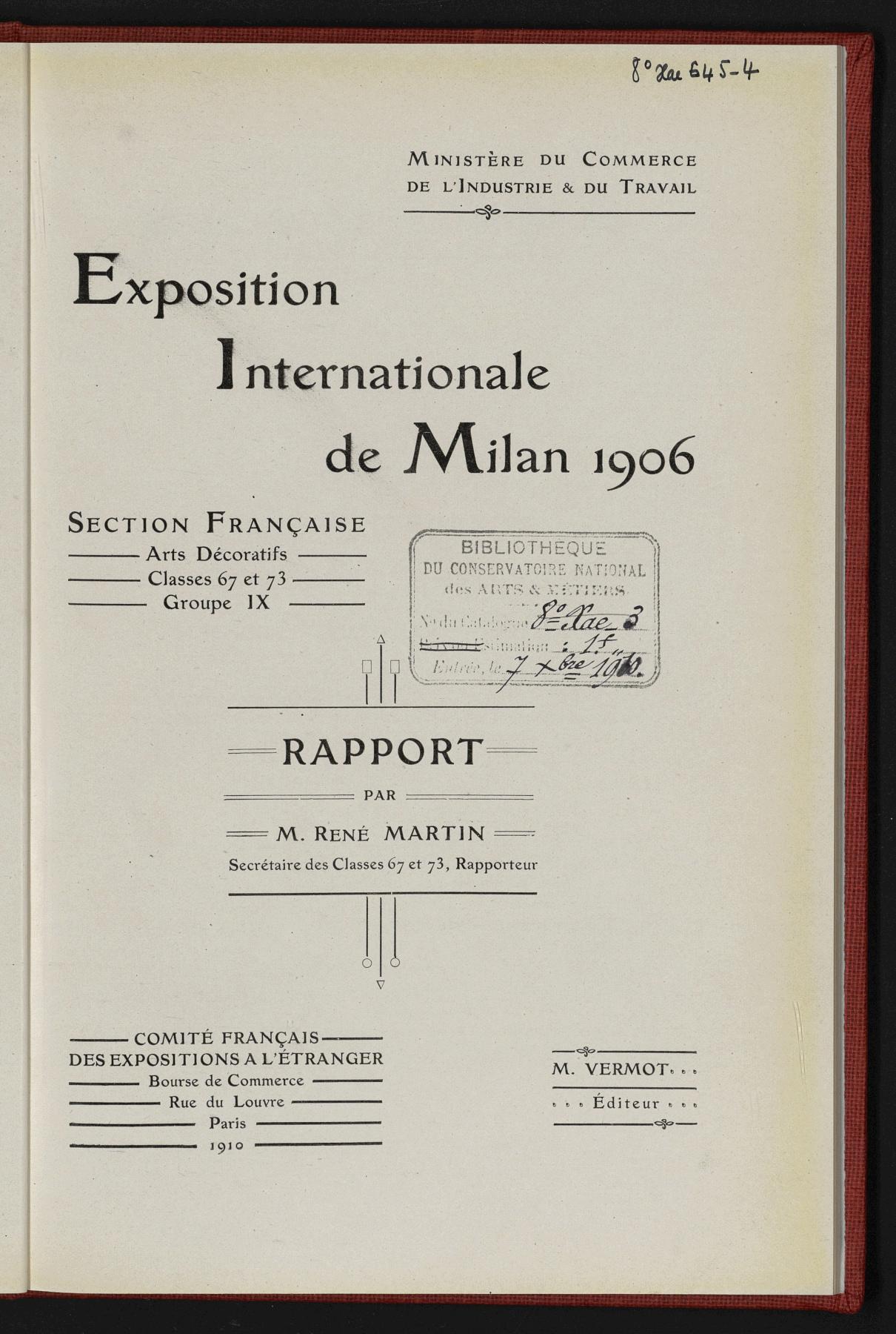 Page de titre du 8XAE645.4