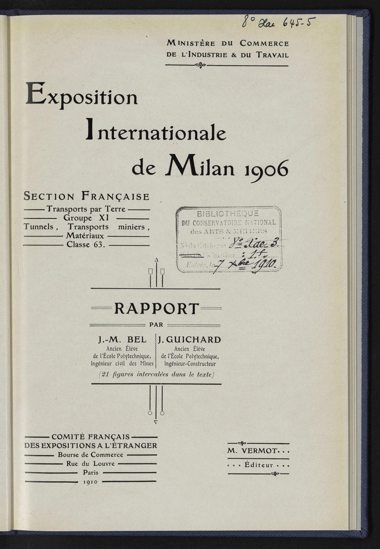 Page de titre du 8XAE645.5