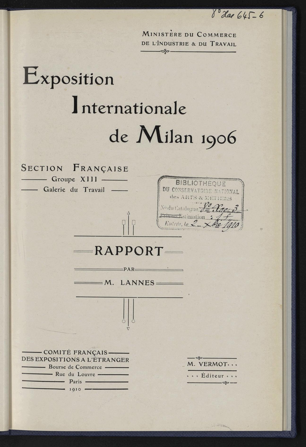 Page de titre du 8XAE645.6