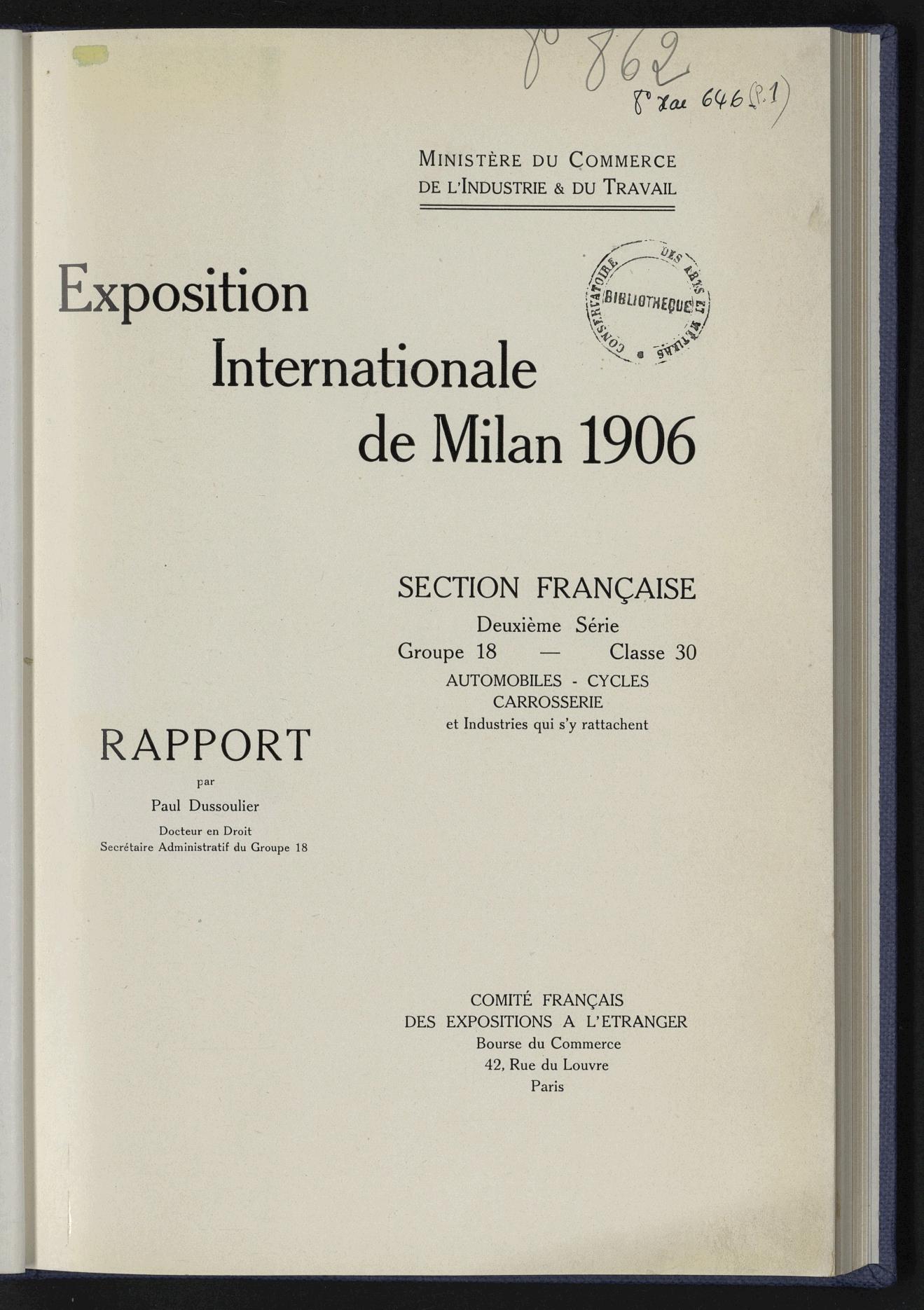 Page de titre du 8XAE646.P1